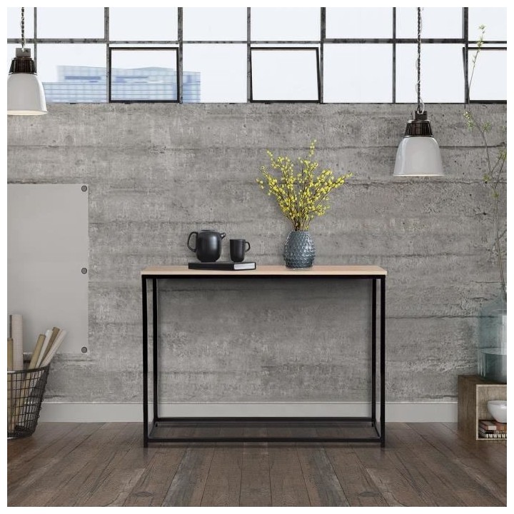 Console - Métal et bois - Noir - L 110 x P 35 x H 80 cm - MINSK
