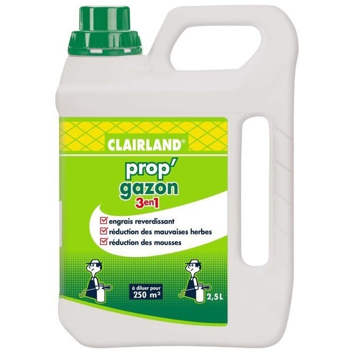 Engrais Gazon Liquide Prop'Gazon 3 en 1 - Clairland - Concentré 2,5 L