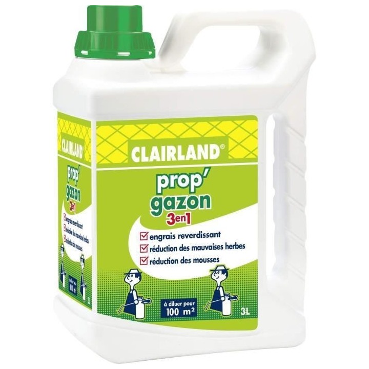 CLAIRLAND Engrais Gazon liquide - PROP'GAZON - 3 en 1 - Concentré - 3