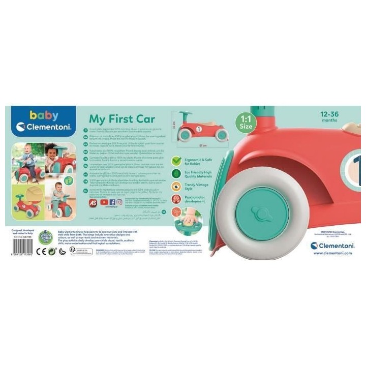 Porteur Baby Clementoni - Ma premiere voiture - 100% recyclé - Roues