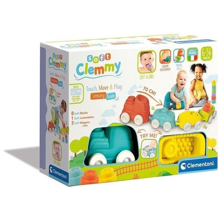 Train sensoriel - Clementoni - Clemmy - Briques souples - Bleu - A par