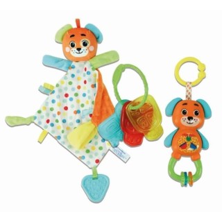 Clementoni - Coffret de naissance Ourson - Doudou + hochet + clés en
