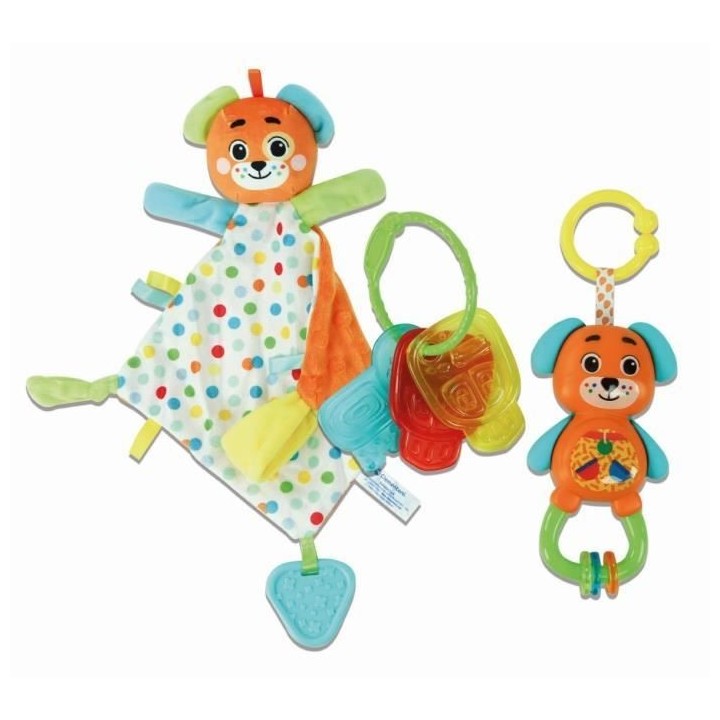 Clementoni - Coffret de naissance Ourson - Doudou + hochet + clés en