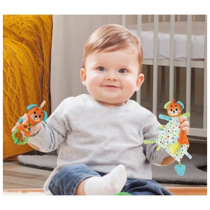 Clementoni - Coffret de naissance Ourson - Doudou + hochet + clés en