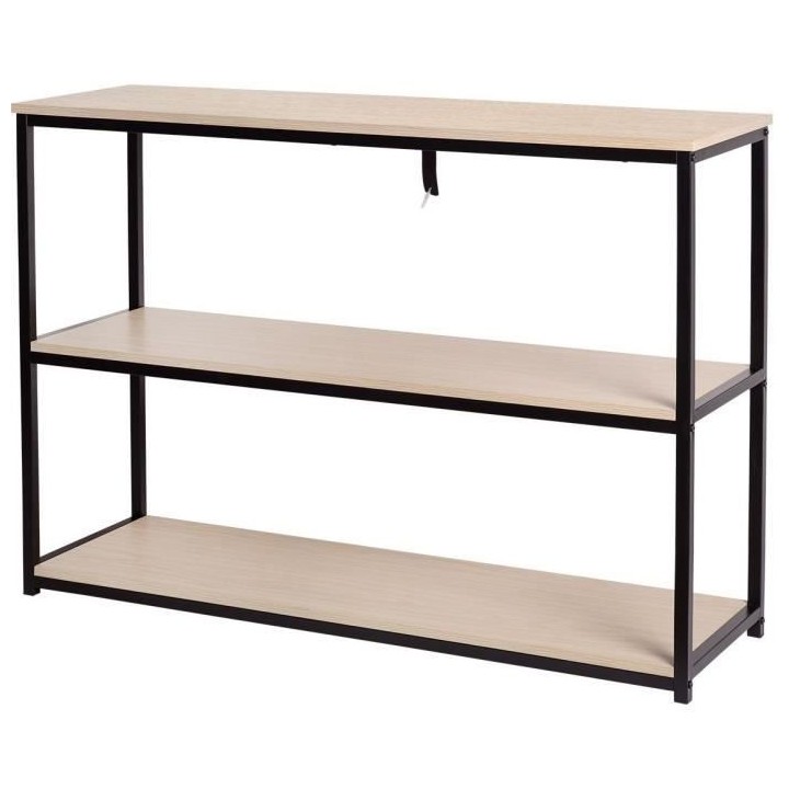 Console 2 étageres - Noir - L 110 x P 35 x H 80 cm - MINSK