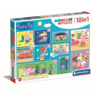 CLEMENTONI - Puzzle 10 en 1 Peppa Pig - Moins de 100 pieces - Pour enf