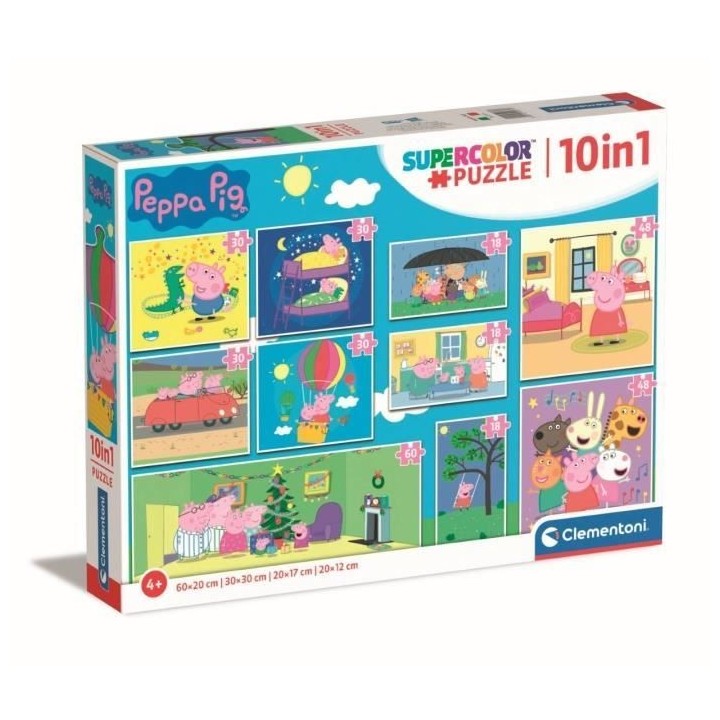 CLEMENTONI - Puzzle 10 en 1 Peppa Pig - Moins de 100 pieces - Pour enf