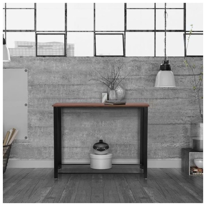 Console LORENZO - Métal et bois - Noir - L 101,5 x P 35 x H 80 cm