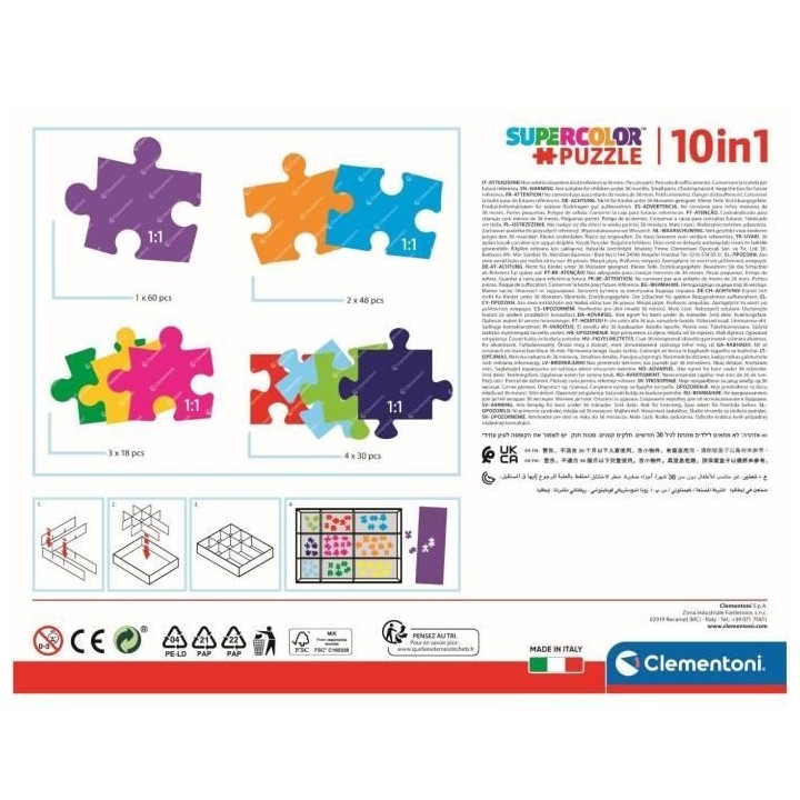 CLEMENTONI - Puzzle 10 en 1 Peppa Pig - Moins de 100 pieces - Pour enf