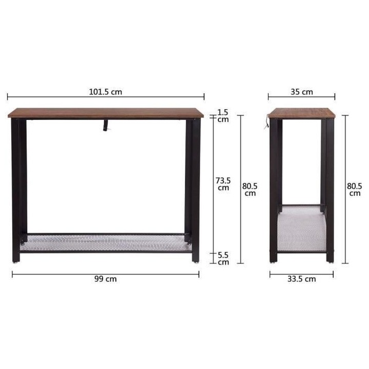 Console LORENZO - Métal et bois - Noir - L 101,5 x P 35 x H 80 cm