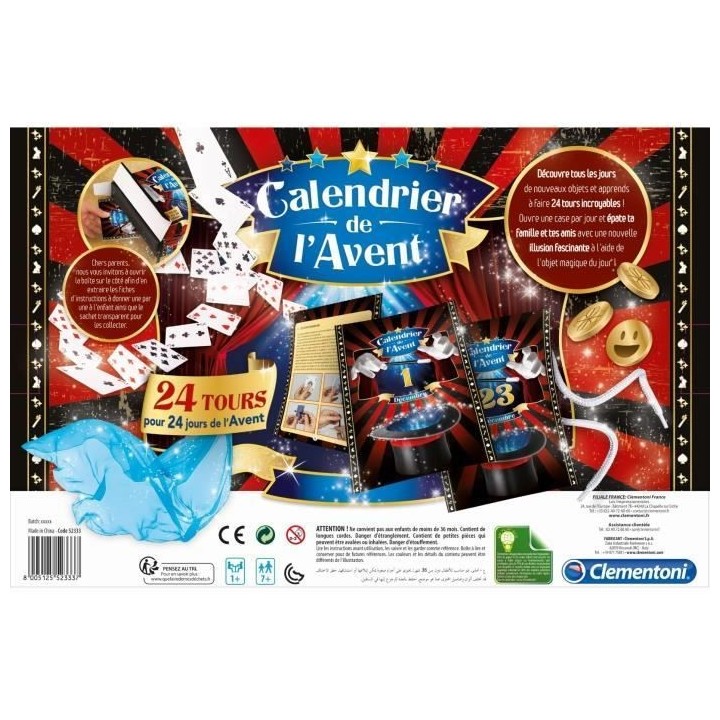 Clementoni - Calendrier de l'Avent - Magie et illusions - 24 tours a a