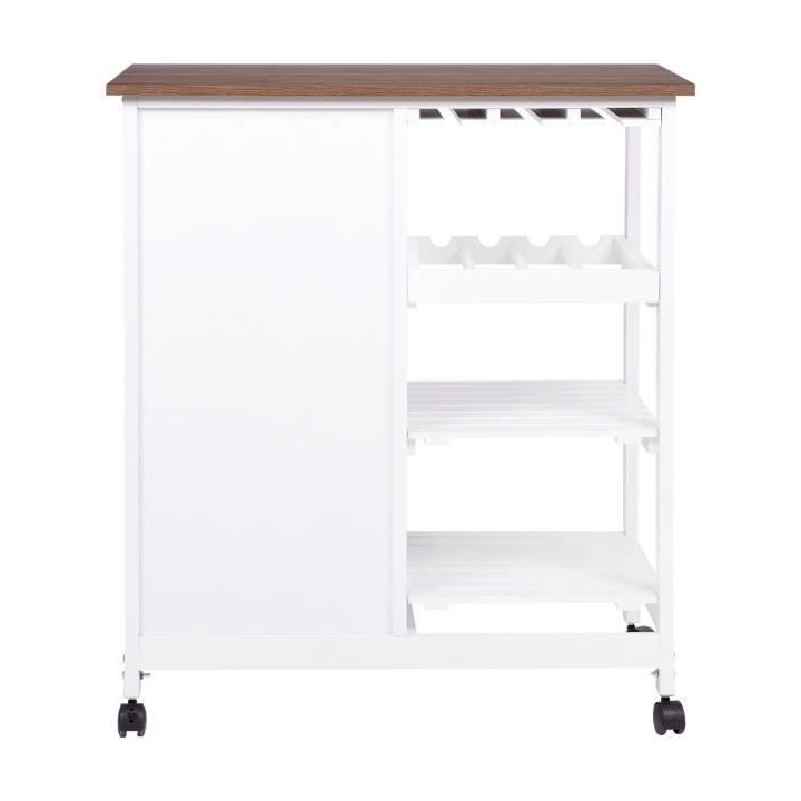 Desserte 1 porte 2 tiroirs - Laqué blanc - L 76 x P 48 x H 88 cm - IV