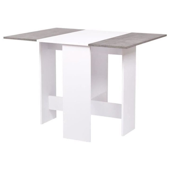 Table a manger pliable VARDA - Blanc et imitation ciment - 4 personnes