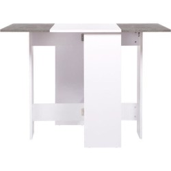 Table a manger pliable VARDA - Blanc et imitation ciment - 4 personnes - L 104 x P 76 x H 74 cm