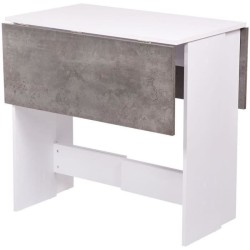 Table a manger pliable VARDA - Blanc et imitation ciment - 4 personnes - L 104 x P 76 x H 74 cm