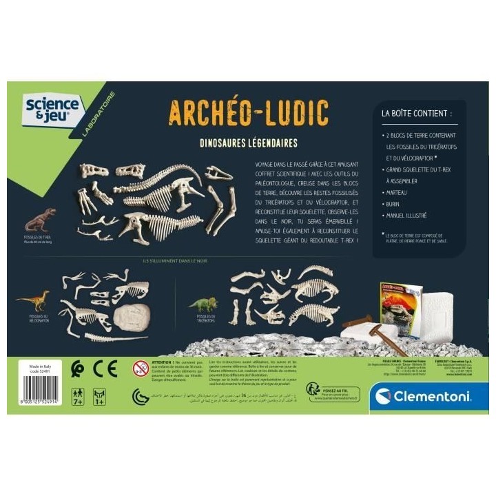 Clementoni - Science & Jeu - Archéo Ludic - Jeu de paléontologie - D