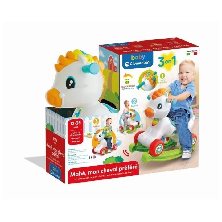 Clementoni - Cheval a bascule et a roues -Crinere avec boutons d'inter