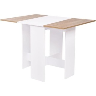 Table a manger pliable VARDA - Rectangulaire - Papier décor Blanc et