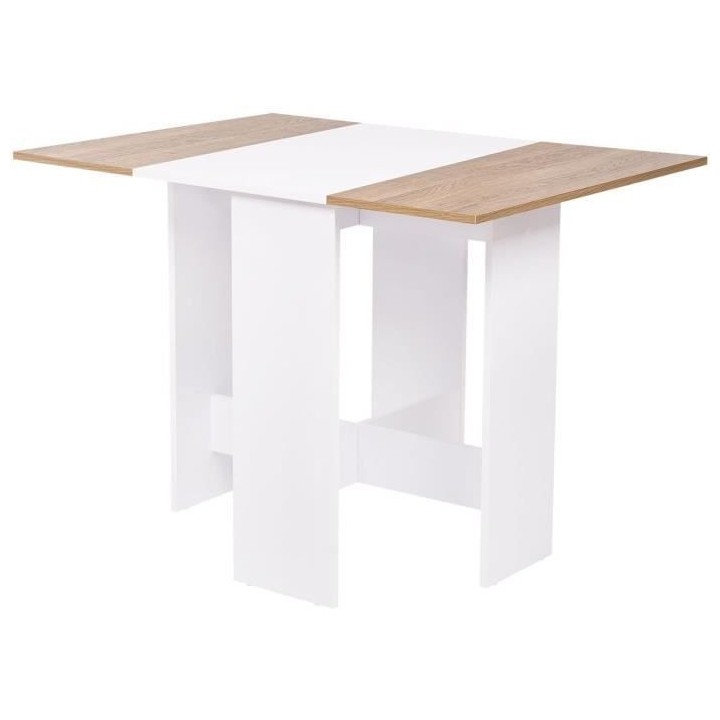 Table a manger pliable VARDA - Rectangulaire - Papier décor Blanc et