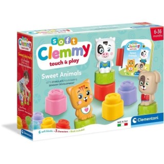 Clementoni - Cubes & Animaux Soft Clemmy - 6 cubes + 3 personnages + L