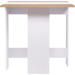 Table a manger pliable VARDA - Rectangulaire - Papier décor Blanc et chene - 4 personnes - L 104 x P 76 x H 74 cm