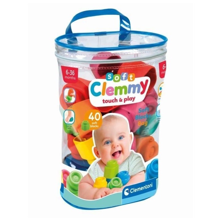 Clementoni - Clemmy Baby - Sac 40 cubes souples - Mixte - A partir de