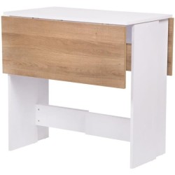 Table a manger pliable VARDA - Rectangulaire - Papier décor Blanc et chene - 4 personnes - L 104 x P 76 x H 74 cm