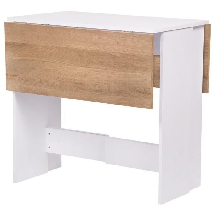 Table a manger pliable VARDA - Rectangulaire - Papier décor Blanc et