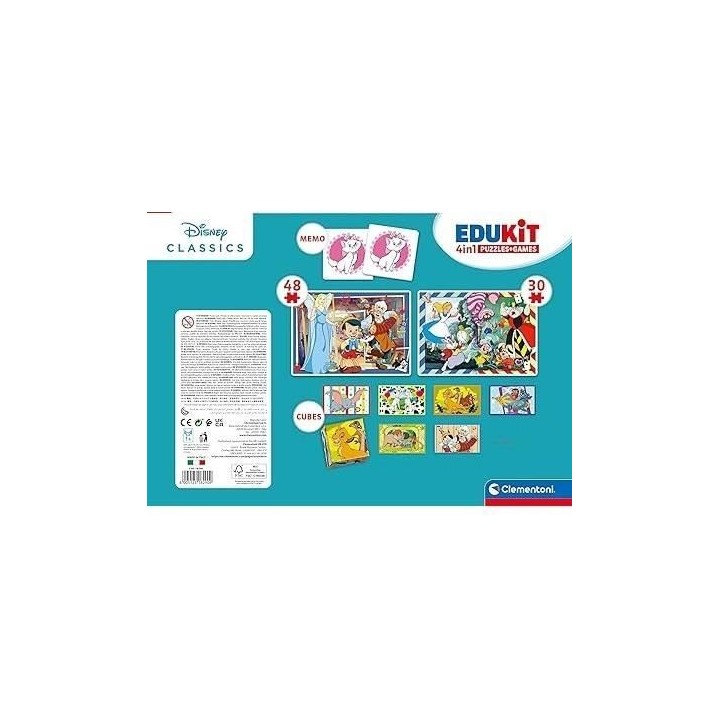 Clementoni - Edukit - Disney - Coffret apprentissage 4 en 1 - 2 puzzle