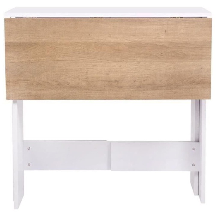 Table a manger pliable VARDA - Rectangulaire - Papier décor Blanc et