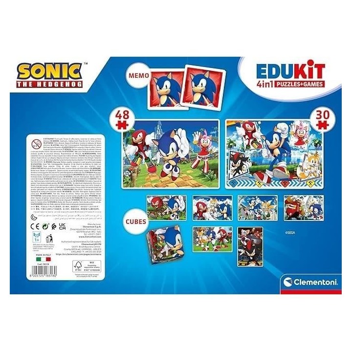 Clementoni - Edukit - Sonic - Coffret apprentissage 4 en 1 - 2 puzzles