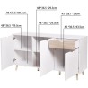 Buffet ILDA - effet bois et blanc - Style scandinave - 3 portes - L 150 x P 40 x H 75 cm