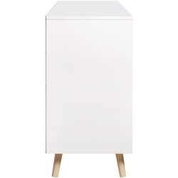 Buffet ILDA - effet bois et blanc - Style scandinave - 3 portes - L 150 x P 40 x H 75 cm