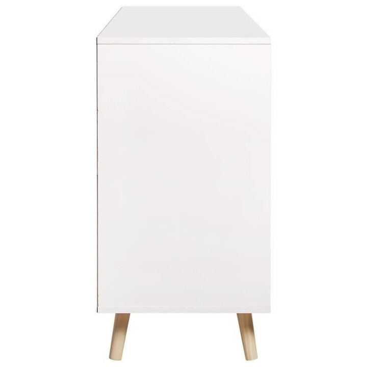 Buffet ILDA - effet bois et blanc - Style scandinave - 3 portes - L 15