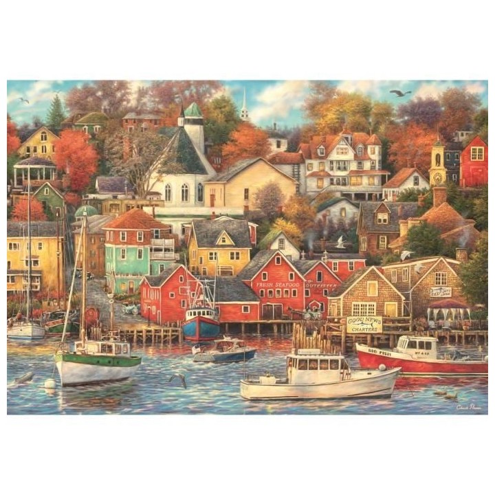 Clementoni - 1500p Good Times Harbor - 59,2 x 84,3 cm - Avec poster