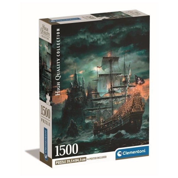 Clementoni - 1500p Bateau de pirate - 59,2 x 84,3 cm - Avec poster