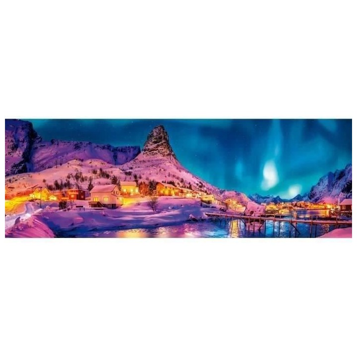 Puzzle panoramique Clementoni - Colorful Night over Lofoten Islands -