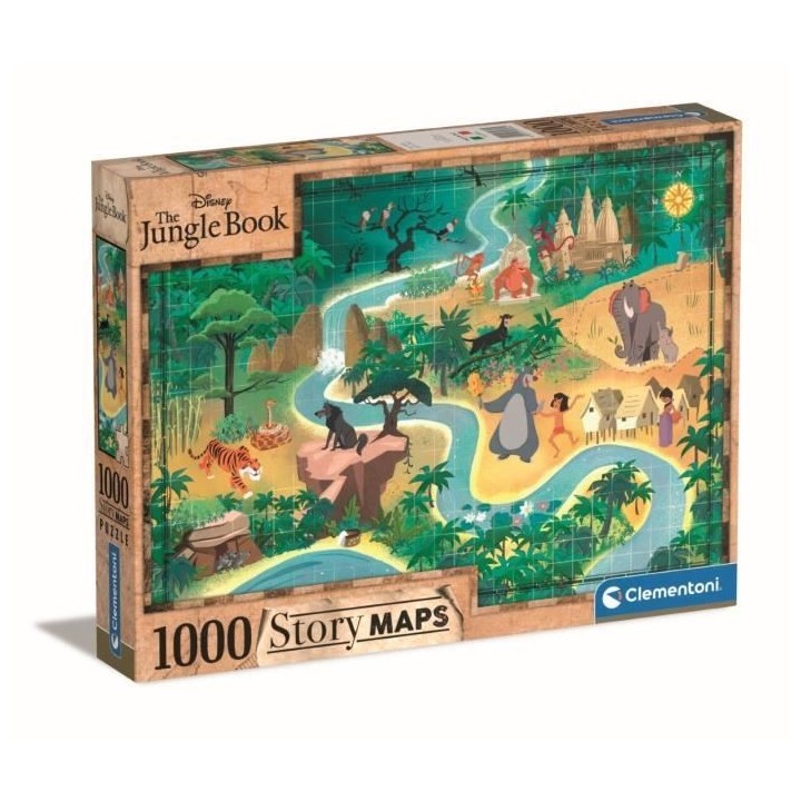 Clementoni - 1000p Disney Maps Le Livre de la Jungle - Gamme de puzzle