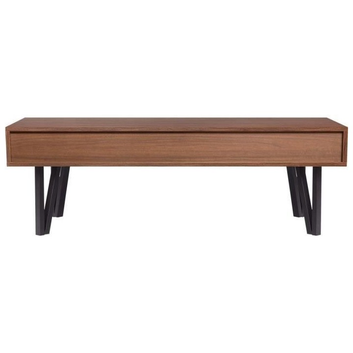 Table basse rectangulaire - Noyer et noir - Avec 2 niches de rangement