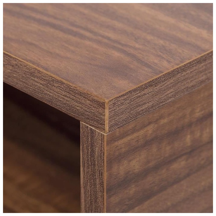 Bureau LOFTY - MDF - Décor Noyer - Pieds en métal noir - 2 Niches de