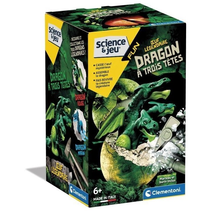 Clementoni - Sciences et Jeu - oeuf légendaire - Dragon a Trois Tetes