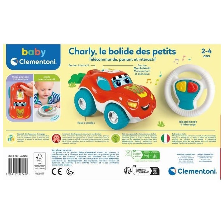 Baby Clementoni - Charly, le bolide des petits - Voiture télécomand
