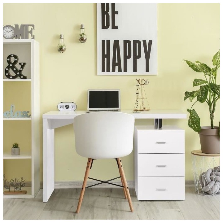 Bureau avec 3 tiroirs - MINISTER - MDF finition mélaminé et laqué U