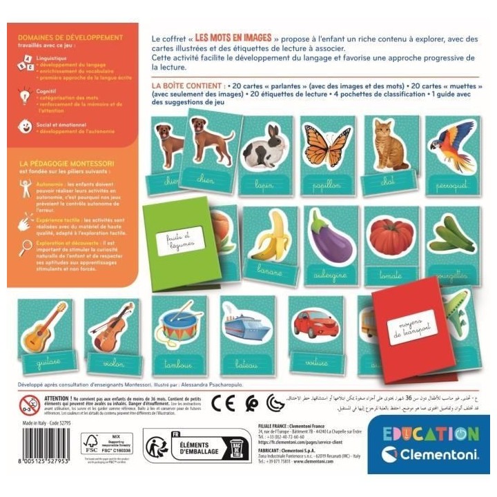 Montessori - Clementoni - Les mots en images - Jeu éducatif développ