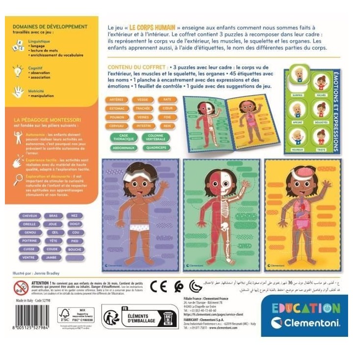 Montessori - Clementoni - Le Corps Humain - Jeu éducatif pour apprend