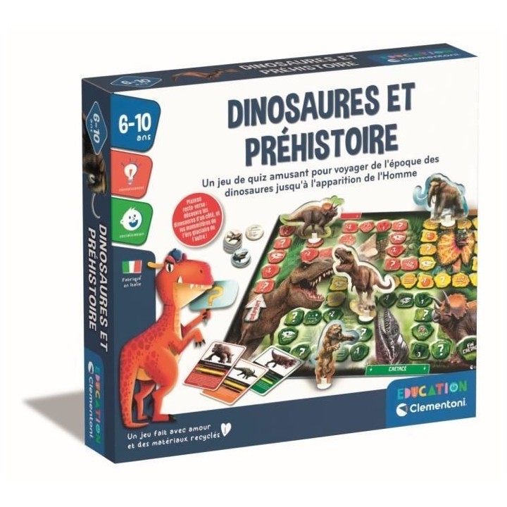 Clementoni - Quiz Dinosaures et préhistoire - 3 modes de jeu différe