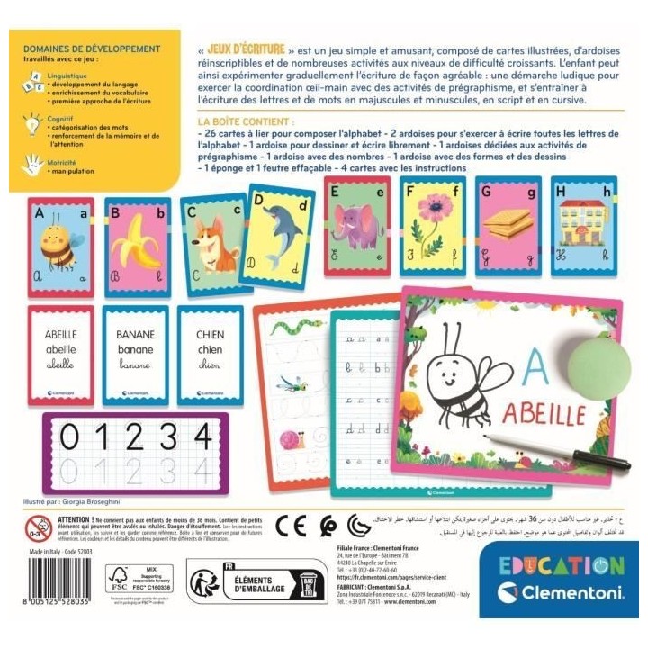 Clementoni - Coffret Jeux d'écriture - 23 activités - Dés 4 ans