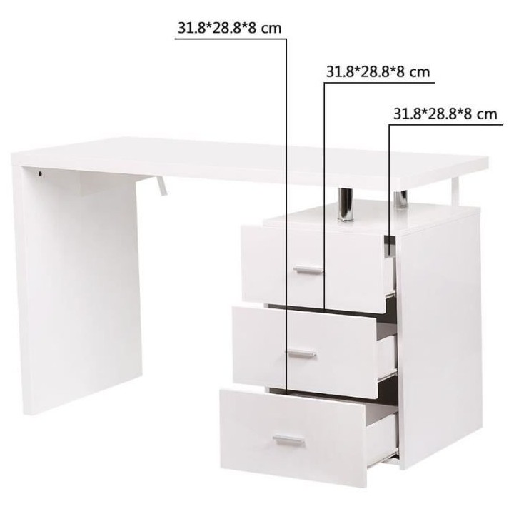 Bureau avec 3 tiroirs - MINISTER - MDF finition mélaminé et laqué U