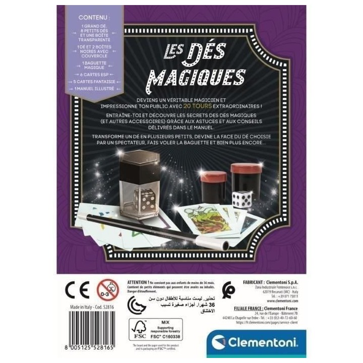Clementoni - Coffret des dés magiques - 20 tours - Dés 7 ans