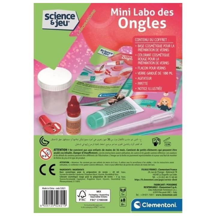 Clementoni - Sciences et Jeu - Mini Labo des ongles - Créer ton propr